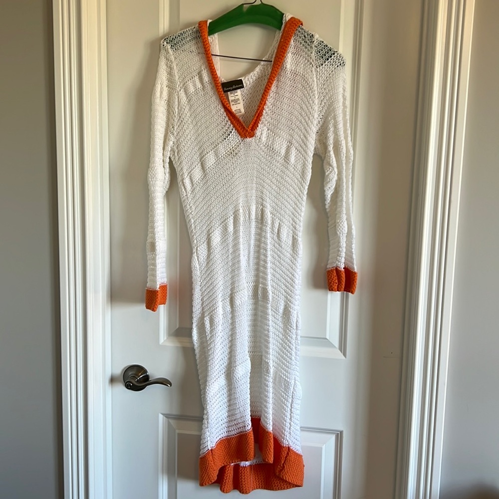 Tommy Bahama NWT White with Orange Trim Swim Cover-up L
